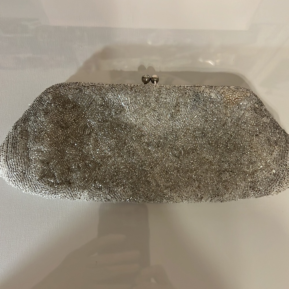 Vintage Silver Beaded Clutch